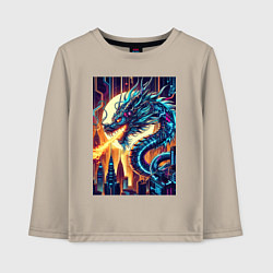 Лонгслив хлопковый детский New year dragon - neon, цвет: миндальный