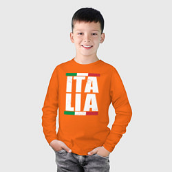 Лонгслив хлопковый детский Italia, цвет: оранжевый — фото 2