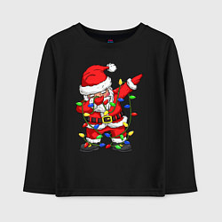 Лонгслив хлопковый детский Санта Клаус и гирлянда, цвет: черный
