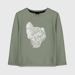 Лонгслив хлопковый детский Индейка белая в профиль, цвет: авокадо