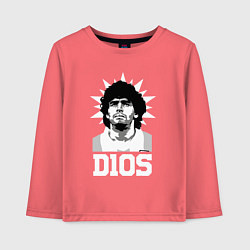 Лонгслив хлопковый детский Dios Diego Maradona, цвет: коралловый