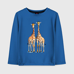 Лонгслив хлопковый детский Друзья-жирафы, цвет: синий