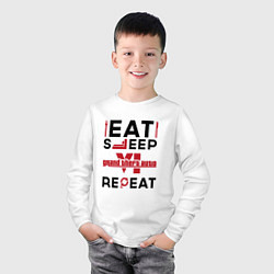 Лонгслив хлопковый детский Надпись: eat sleep GTA6 repeat, цвет: белый — фото 2