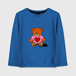 Лонгслив хлопковый детский Плюшевый мишка с сердечком, цвет: синий