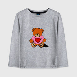 Лонгслив хлопковый детский Плюшевый мишка с сердечком, цвет: меланж