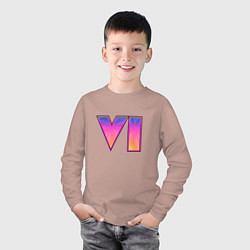 Лонгслив хлопковый детский GTA VI, цвет: пыльно-розовый — фото 2