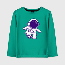 Лонгслив хлопковый детский Космонавт футболист, цвет: зеленый