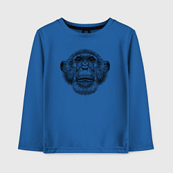 Лонгслив хлопковый детский Шимпанзе смотрит вверх, цвет: синий