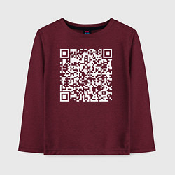 Лонгслив хлопковый детский Qr код на песню Never Gonna Give You Up, цвет: меланж-бордовый