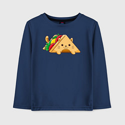 Лонгслив хлопковый детский Кот сэндвич, цвет: тёмно-синий
