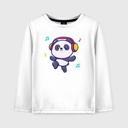Лонгслив хлопковый детский Music panda, цвет: белый