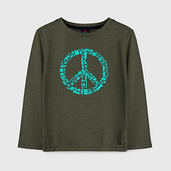 Лонгслив хлопковый детский Peace life, цвет: меланж-хаки