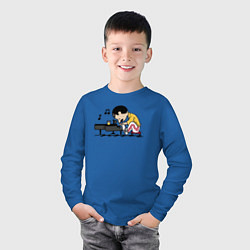 Лонгслив хлопковый детский Фредди Меркьюри за роялем, цвет: синий — фото 2