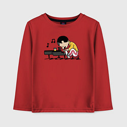 Лонгслив хлопковый детский Фредди Меркьюри за роялем, цвет: красный