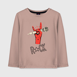 Лонгслив хлопковый детский Красная коза с микрофоном - символ рока, цвет: пыльно-розовый