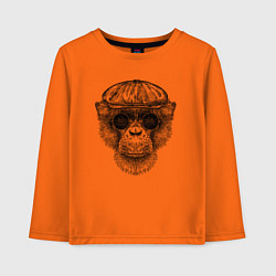 Лонгслив хлопковый детский Шимпанзе в кепке и очках, цвет: оранжевый