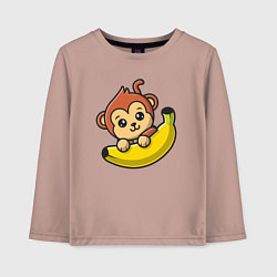 Лонгслив хлопковый детский Банановая обезьянка, цвет: пыльно-розовый