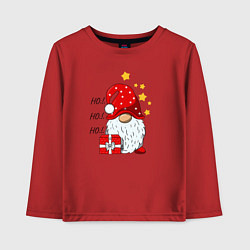 Лонгслив хлопковый детский Милый гном с подарком, цвет: красный