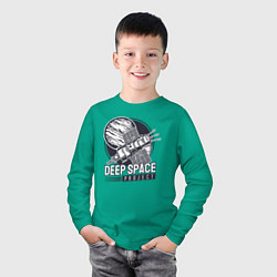 Лонгслив хлопковый детский Проект глубокий космос, цвет: зеленый — фото 2