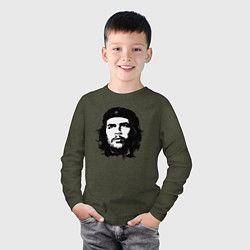 Лонгслив хлопковый детский Портрет Эрнесто Че Гевары, цвет: меланж-хаки — фото 2