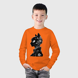 Лонгслив хлопковый детский Кибер кошечка - аниме, цвет: оранжевый — фото 2