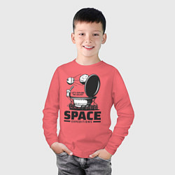 Лонгслив хлопковый детский Космическая экспедиция лунохода, цвет: коралловый — фото 2