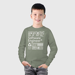 Лонгслив хлопковый детский Программный инженер, цвет: авокадо — фото 2