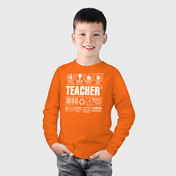 Лонгслив хлопковый детский Многозадачный учитель, цвет: оранжевый — фото 2