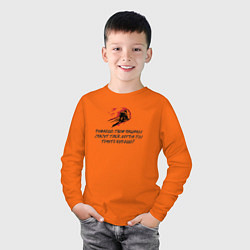 Лонгслив хлопковый детский Думаешь твои пацаны спасут тебя когда тонуть будеш, цвет: оранжевый — фото 2
