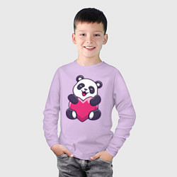 Лонгслив хлопковый детский Сердце панды, цвет: лаванда — фото 2