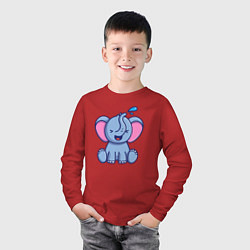 Лонгслив хлопковый детский Радостный слонёнок, цвет: красный — фото 2