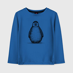 Лонгслив хлопковый детский Пингвиненок спереди, цвет: синий