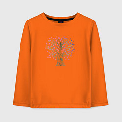 Лонгслив хлопковый детский Дерево любви с сердцами, цвет: оранжевый