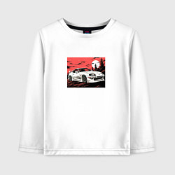 Лонгслив хлопковый детский Тойота Супра на закате, цвет: белый
