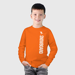 Лонгслив хлопковый детский Сноуборд круче лыж, цвет: оранжевый — фото 2
