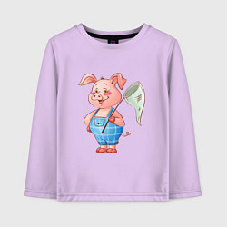 Детский лонгслив Мультяшный поросенок с сачком