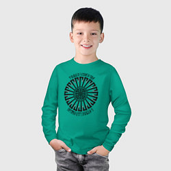 Лонгслив хлопковый детский Топоры и символ воина - только сила духа обеспечив, цвет: зеленый — фото 2