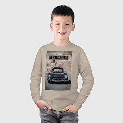 Лонгслив хлопковый детский Mercedes-Benz 300SL, цвет: миндальный — фото 2