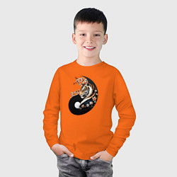 Лонгслив хлопковый детский Тигр - Янь, цвет: оранжевый — фото 2