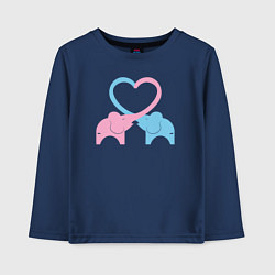Лонгслив хлопковый детский Elephants love, цвет: тёмно-синий