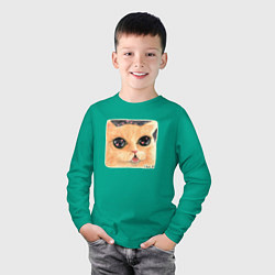 Лонгслив хлопковый детский Влюбленный кот, цвет: зеленый — фото 2