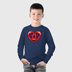 Лонгслив хлопковый детский Smiling heart, цвет: тёмно-синий — фото 2