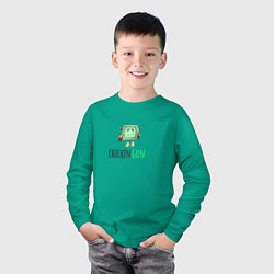 Лонгслив хлопковый детский Чикен ган робот роблокс, цвет: зеленый — фото 2
