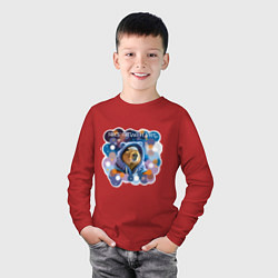 Лонгслив хлопковый детский Мем капибара в капюшоне: несу тепло и уют, цвет: красный — фото 2