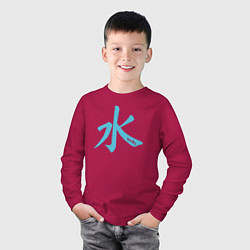 Лонгслив хлопковый детский Вода иероглиф, цвет: маджента — фото 2