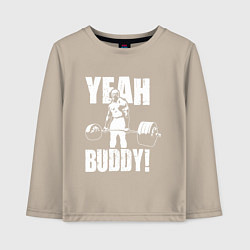 Лонгслив хлопковый детский Yeah buddy - Ронни Коулман, цвет: миндальный