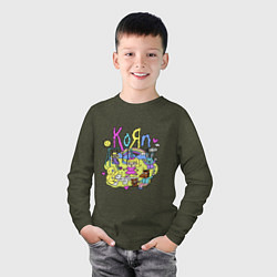 Лонгслив хлопковый детский Korn - childs, цвет: меланж-хаки — фото 2