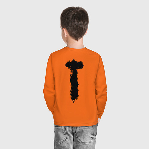 Детский лонгслив Знак мира пацифик крест / Оранжевый – фото 4