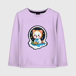 Лонгслив хлопковый детский Собачка в звездном небе, цвет: лаванда
