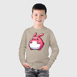 Лонгслив хлопковый детский Толстый розовый кролик, цвет: миндальный — фото 2